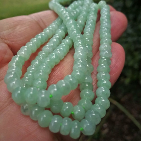 Certificated Natural Grade A Light Green Jadeite Jade Bean Necklace A0451 - Picture 2 of 13